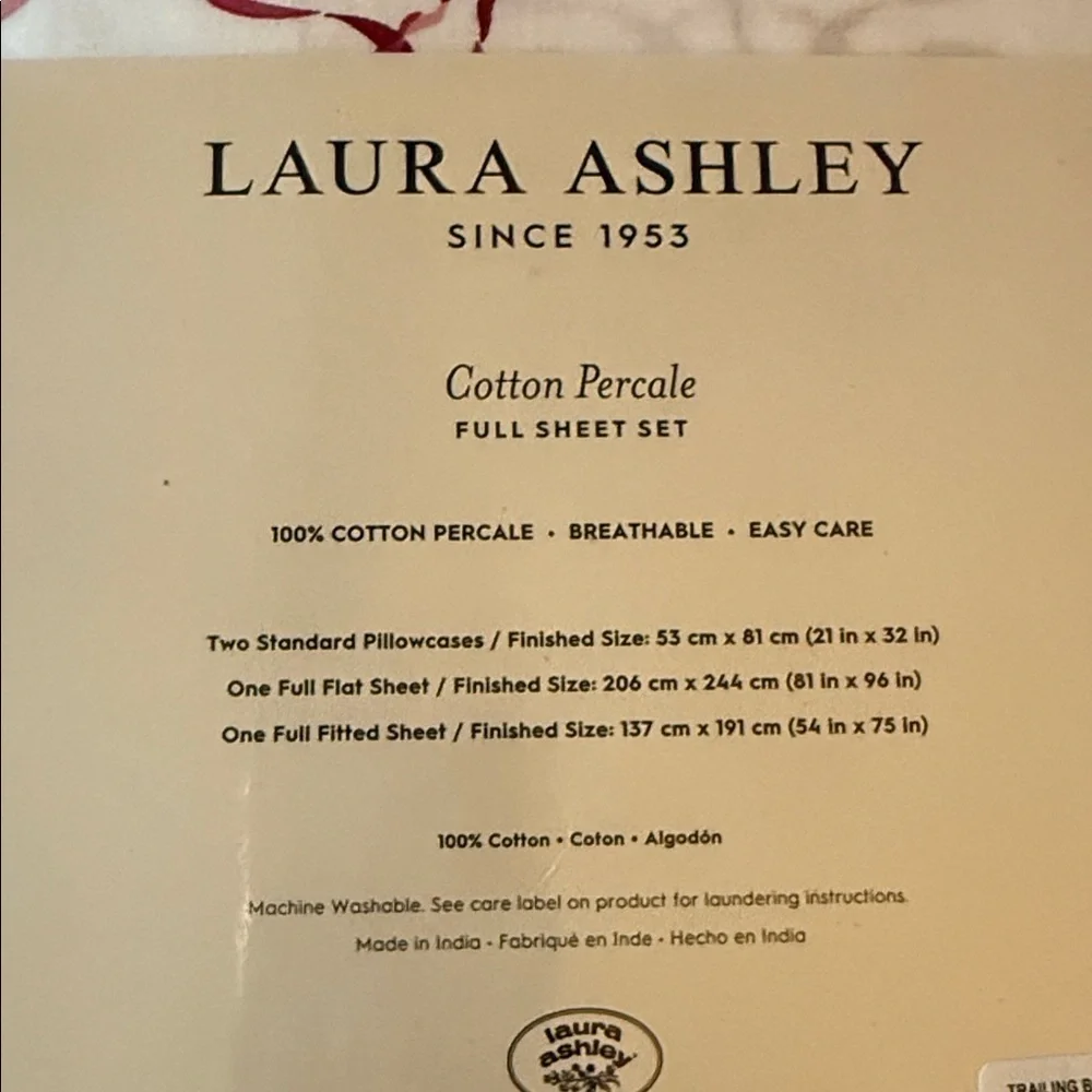 Laura Ashley Christmas Holiday Red Bow Ribbons Sheet Set - Full